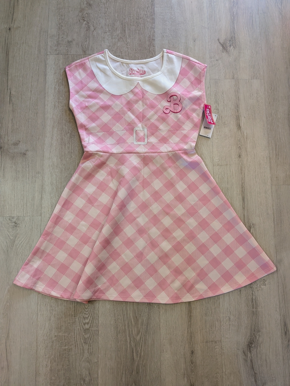 NEW Girls XL Barbie Gingham Pink Checkered Dress
